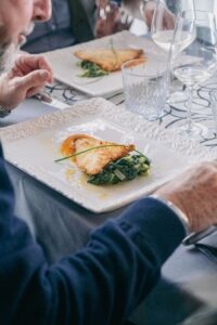 Elegant Italian food served at a restaurant in Cervia, Italy, showcasing a gourmet dining experience.